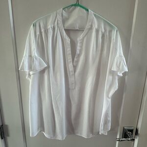 Crown & Ivy split neck dolman sleeve White Casual blouse